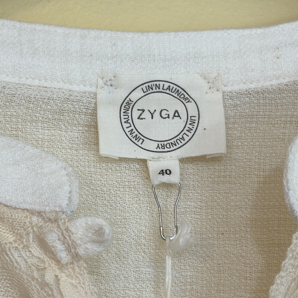 Zyga Lin'n Laundry NWT Medee Chemise Ivory Cotton Gauze Button Up Lace Top FR 40 - Picture 4 of 17